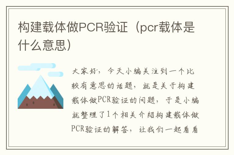 构建载体做PCR验证（pcr载体是什么意思）